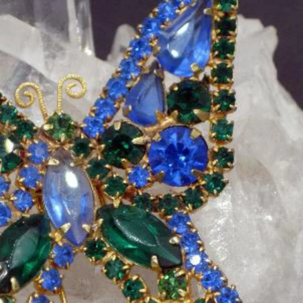 Rare Vintage Kramer Rhinestone Butterfly Fur Clip